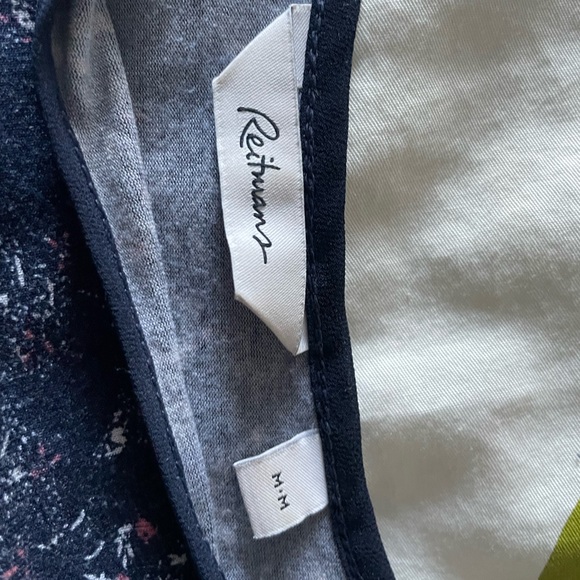 NAVY BLUE TANK TOP WITH FLORAL PRINT AND SILK RUFFLES SIZE M - Picture 3 of 4